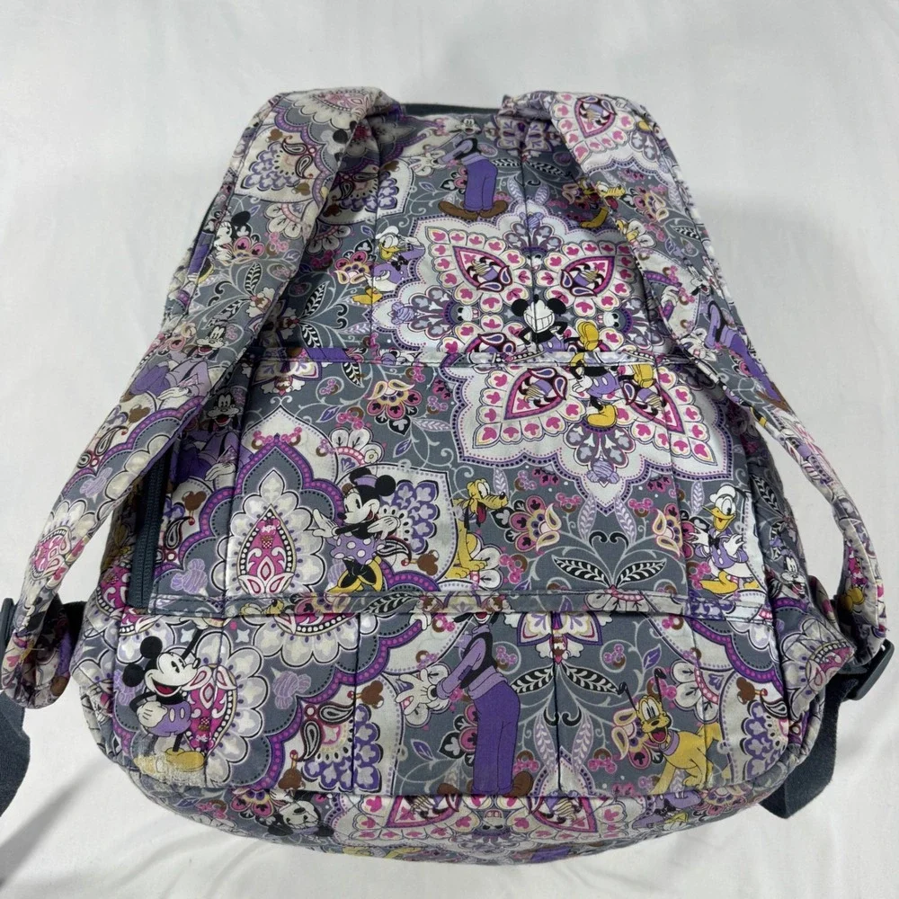 Vera Bradley Disney Mickey Paisley Celebration Quilted Backpack Purple Grey